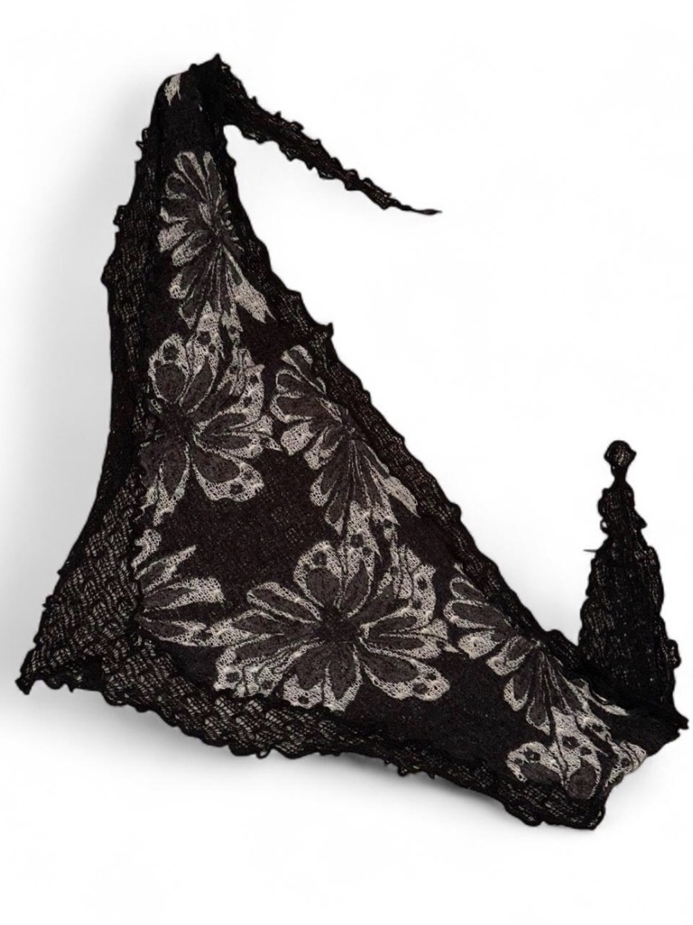 Lace Floral Triangle Scarf Shawl Black Purple Floral Whimsygoth Accessory